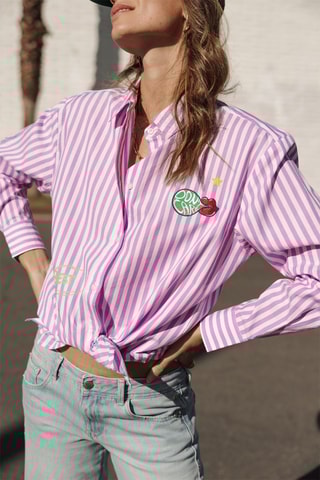 Chemisier - Blanc, violet et rouge