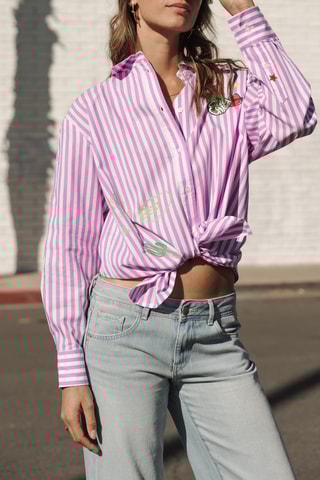 Chemisier - Blanc, violet et rouge