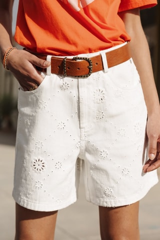 Short en broderie anglaise - Blanc