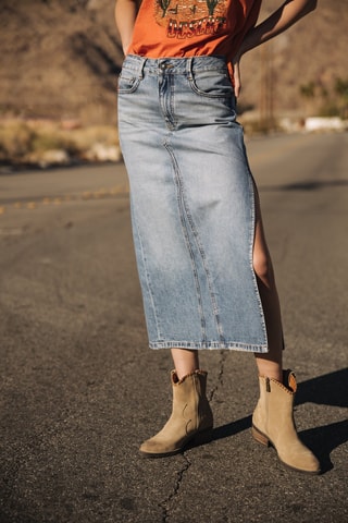 Jupe midi en jean - Bleu