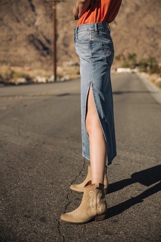 Jupe midi en jean - Bleu