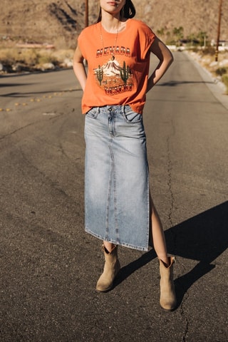 Jupe midi en jean - Bleu