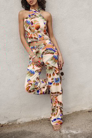 Pantalon - Beige et vert