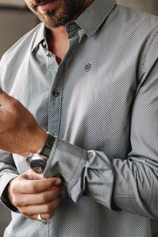 Chemise slim Yoris Pequino - Blanc et vert