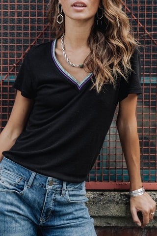 T-shirt en lin - Noir