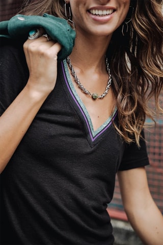 T-shirt en lin - Noir