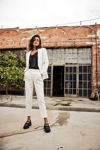 Pantalon slim Pietra Stripy - Blanc