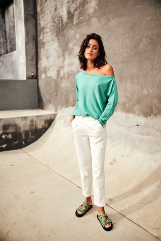 Pantalon slim Pietra Stripy - Blanc