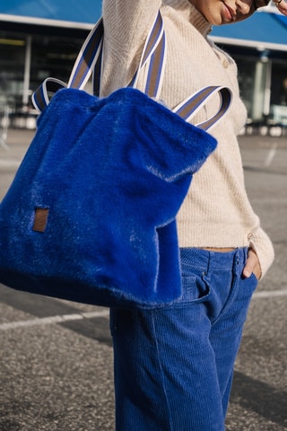 Sac porté épaule réversible Coletta - Beige et bleu