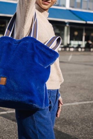 Sac porté épaule réversible Coletta - Beige et bleu