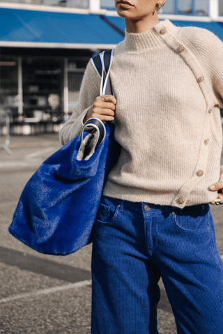 Sac porté épaule réversible Coletta - Beige et bleu