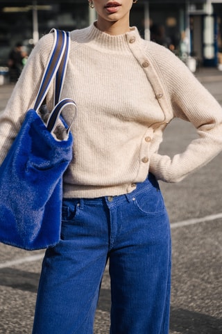 Sac porté épaule réversible Coletta - Beige et bleu