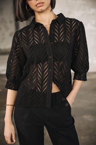 Chemisier en broderie anglaise - Noir