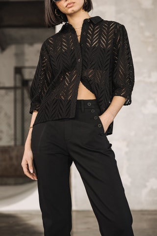 Chemisier en broderie anglaise - Noir