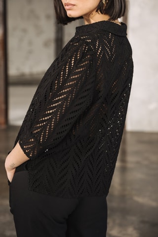 Chemisier en broderie anglaise - Noir