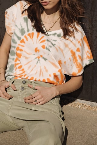 T-shirt tie and dye - Blanc et orange