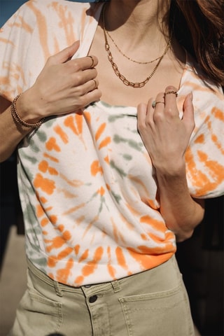 T-shirt tie and dye - Blanc et orange