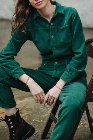 Combinaison slouchy en velours Lesly Veluto - Vert