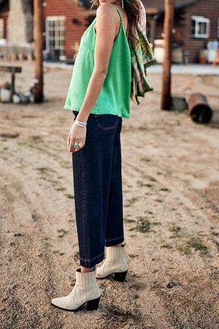 Jean wide legs 7/8 taille haute en coton biologique Nylia SDM - Vert
