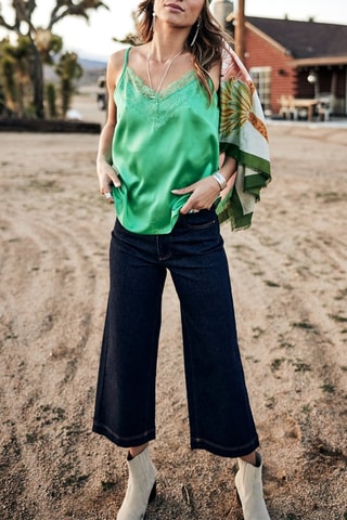 Jean wide legs 7/8 taille haute en coton biologique Nylia SDM - Vert