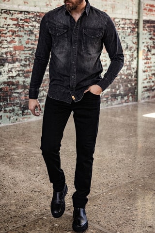 Chemise regular Rick Denim - Noir