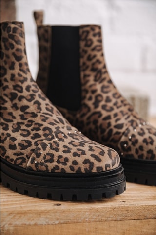 Bottines Chelsea en croûte de cuir Verena Leo - Beige et marron