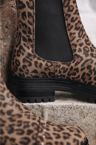 Bottines Chelsea en croûte de cuir Verena Leo - Beige et marron