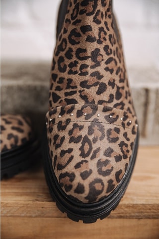 Bottines Chelsea en croûte de cuir Verena Leo - Beige et marron