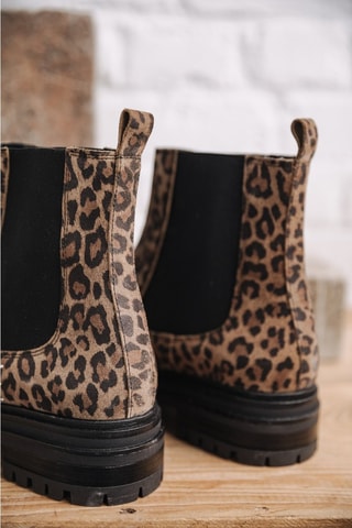 Bottines Chelsea en croûte de cuir Verena Leo - Beige et marron