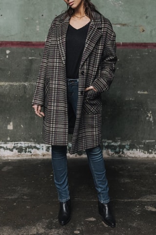Manteau Mabella Check - Noir