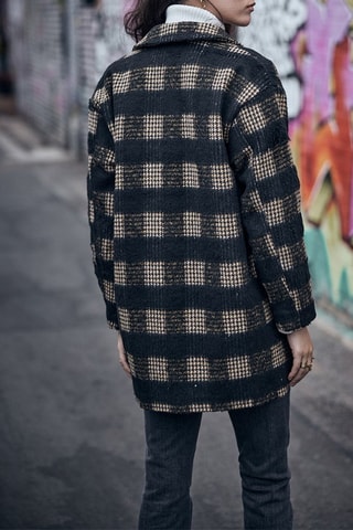 Manteau à carreaux - Noir et beige