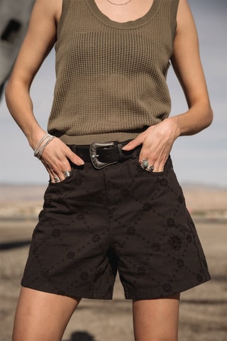 Short en broderie anglaise - Noir