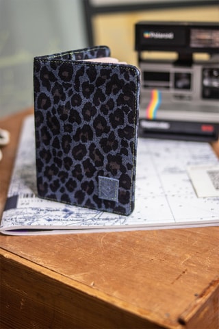 Protège-passeport en cuir - Bleu et noir