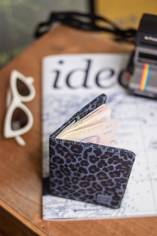 Protège-passeport en cuir - Bleu et noir