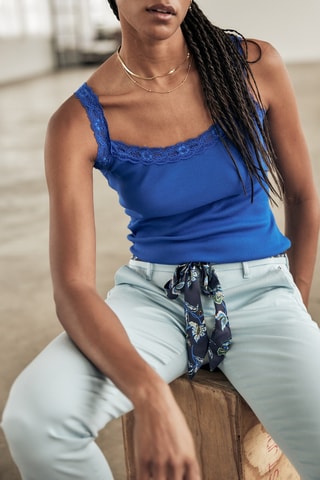 Pantalon slim 7/8 Claudia Felicita - Bleu