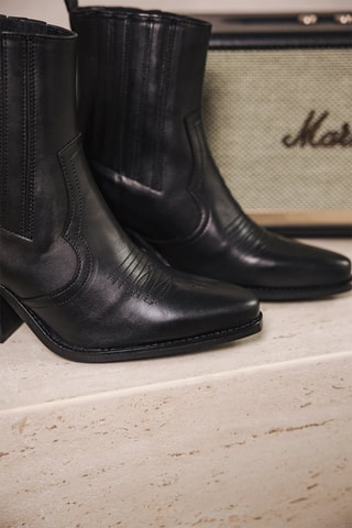 Bottines en cuir - Noir