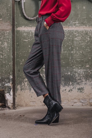 Pantalon carotte 7/8 - Rouge et gris