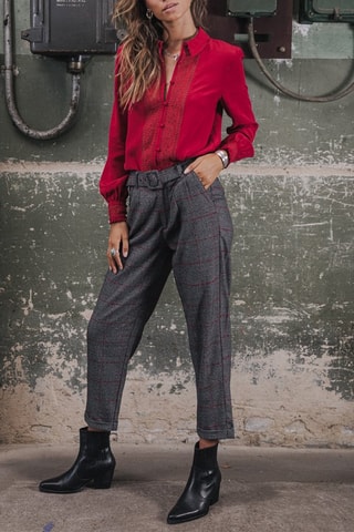 Pantalon carotte 7/8 - Rouge et gris