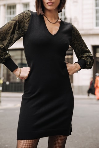 Robe courte Rosaland Pythonia - Noir