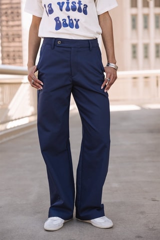 Pantalon wide legs - Bleu