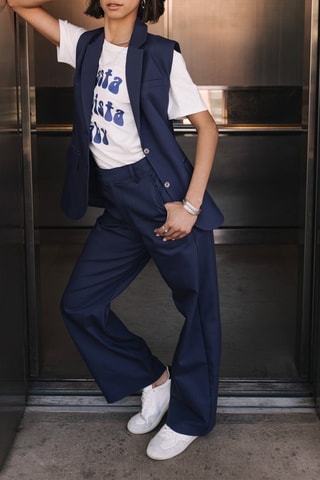 Pantalon wide legs - Bleu