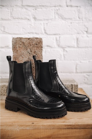 Bottines Chelsea en cuir Nasha Mix - Noir