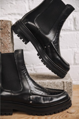 Bottines Chelsea en cuir Nasha Mix - Noir