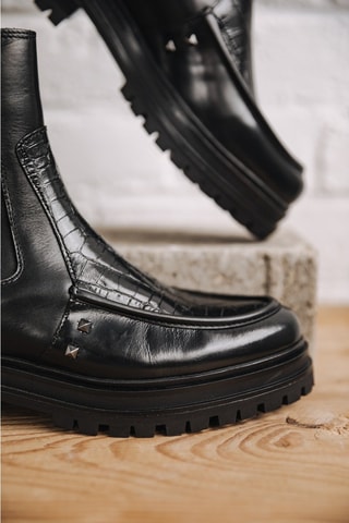 Bottines Chelsea en cuir Nasha Mix - Noir