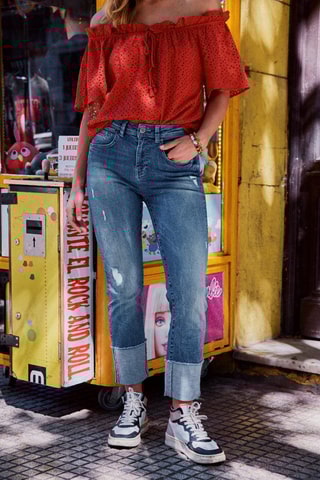 Jean dt 7/8 taille haute Angely - Bleu