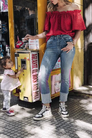 Jean dt 7/8 taille haute Angely - Bleu