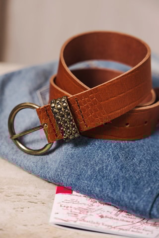Ceinture en cuir - Camel