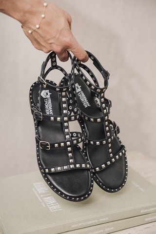 Spartiates en cuir  - Noir