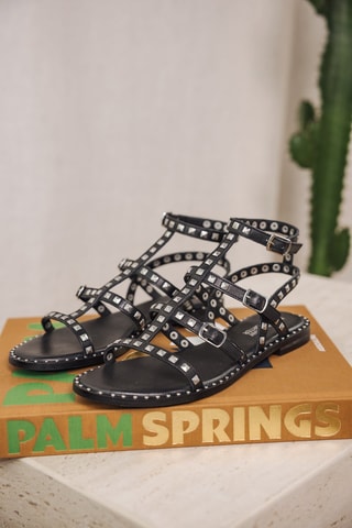 Spartiates en cuir  - Noir