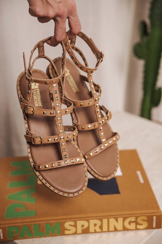 Spartiates en cuir  - Camel